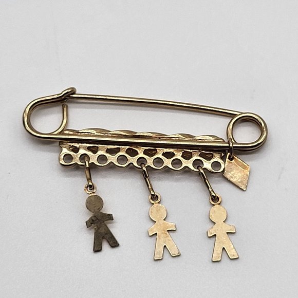 Sarah Coventry Jewelry - VTG Sarah Coventry Family Parade Safety Pin Charms 3 Boys Gold Tone